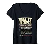 Damen Qualitätsmanager Ingenieur Technik Nerd Wörterbuch Frau Mann T-Shirt mit V