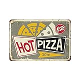 Metall-Blechschild „Hot Pizza“, Vintage-Blechposter, Metallschild, Wanddekoration, Landhaus-Küche, Zuhause, Garage, Dekor, 20,3 x 30,5