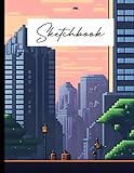 'Sketch Book: Pixel Art City Scenes in 4K, Big Size 8.5x11 Inches, 120 Pages'