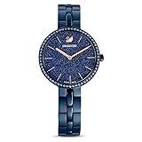 Swarovski Cosmopolitan Uhr, Damenuhr mit Blauem Zifferblatt, Swarovski Kristallen und Edelstahlarmb