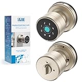 AST Keyless Knob Door Lock, Smart Fingerprint Handle with Keypad for Entry, Front and Bedrooms Door, Gate Lockset with Security Latch by APP C