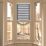 Doppelrollo Klemmfix ohne Bohren 50 x 200 cm lichtdurchlässig & verdunkelnd Klemmrollo Fensterrollo inklusive Montagematerial für Fenster & Tür, Dunkelg