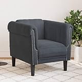 Keyroto Sessel aus Samt, Loungesessel für Schlafzimmer, Samt, Lesesessel aus Samt, Dunkelgrau, S