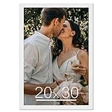 HLiWEGNS 20x30 Frame White, 30x20 Rustic Picture Poster Frame, Horizontal Vertical Hanging, Large Photo Frame Set for Wall Anniversary Wedding Portrait Birthday