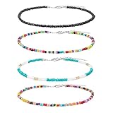 PLABBDPL Choker-Halskette mit Perlen, Choker mit winzigen Perlen, verstellbare Strand-Halskette, bunte Choker-Halskette im Boho-Hawaii-Stil, Schmuck für Damen und M