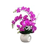 Künstliches Blumenset, künstliche Blumen im Topf, schöne Blumen, künstliche Orchidee mit Vase, Phalaenopsis-Pflanzgefäß, W
