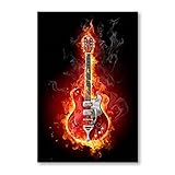 Postereck - 0076 - E Gitarre, Flammen Musik Instrument Feuer Rock - Wandposter Fotoposter Bilder Wandbild Wandbilder - Poster - 4:3-40,0 cm x 30,0