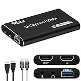 Wiistar Audio Video Capture Card 1080P60fps USB 3.0 HDMI Video Recording Device Support YUY2 4K30Hz HDMI Loopout with Microphone for Game Recording Live Streaming Compatible with Windows Mac OS Sy