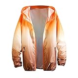 Uikceten Herrenmode einfache Bunte Farbverlauf Taschen Cardigan Reißverschluss Pullover Jacke Softshelljacke (Orange, L)