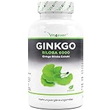 Ginkgo Biloba 6000 mg - 365 Tabletten – Premium Extrakt: Mit Flavonglykoside + Ginkgolid-Terpenlactone & frei Ginkgolsäure - Laborgeprüft - Hochdosiert – Veg