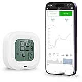 ORIA Bluetooth Hygrometer Thermometer, Innen Mini Thermometer Hygrometer mit HD-Bildschirm, Magnetische Anziehung und Alarmfunktion, kompatibel mit IOS/Android, für Wein, Haus etc - Weiß