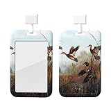 Hunting Flying Wild ID Badge Holder with Lanyard Plastic ID Card Protector Name Tag Badge Holder with Clear Window ID Card Name Badge Holder for Nurse Doctor Office Supp