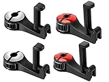 Anlising 4 Stücke Autositz Haken Halter,Universal Auto Kopfstütze Haken,2 in 1 Autositz Lagerung Haken,Autositz Zurück Haken,Senden 4 Reflektierende Aufkleber,für Suspension Handtaschen (Silber,Rot)