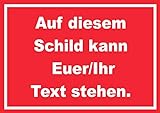 Schild mit Wunschtext waagerecht Text Weiss Hintergrund rot A4 (210x297mm)