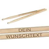 Drumsticks Ahorn personalisiert mit hochwertiger Gravur - Laserung | Naturfinish | 1 Paar | Made in Germany | Drummer Geschenke (5A) | Schlagzeug Sticks |Trommelstöcke handgefertig