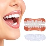 Sofort Zähne Aufkleber Zahnprothese Provisorischer Naturton Oberkiefer ​und Unterkiefer Perfektes lächeln Zähne Prothese Furnier, Reparieren Sie schnell Ihre Zahn und Lächeln,2