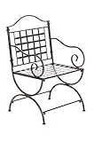 CLP Eisenstuhl Lotta im Jugendstil I Outdoor-Stuhl mit Armlehnen I Handgefertigter Gartenstuhl aus Eisen I erhältlich, Farbe:B