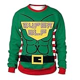 Ugly Christmas Sweater Herren Weihnachten Lustiges Sweatshirt Langarm T-Shirt Weihnachtspullover Lustig Santa Weihnachtsmann lustig Rundhals-Pullover Unisex Feinstrick Strickpullover H