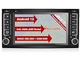 M.I.C. AVT7 Android 12 Autoradio mit navi Qualcomm Snapdragon 665 4G+64G Ersatz für VW T5 multivan Touareg mit RNS 510: SIM DAB Plus Bluetooth 5.0 WiFi 2din 7' IPS Panzerglas Bildschirm USB