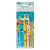 TEPE Mini X-soft, extra weiche Zahnbürste für Kinder bis 3 Jahre, 3 Stück, mehrfarbig