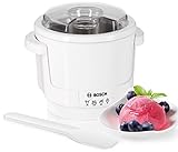 Bosch Eisbereiter MUZ5EB2, 550ml, selbstgemachtes Eis, Sorbet und Frozen Yoghurt, weiß, passend für Küchenmaschine Serie 4
