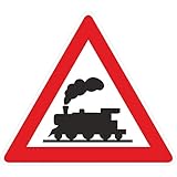 20cm Verkehrsschild Dampflok Eisenbahnschild Schild Lok Bahnübergang Bahn aus 5mm PVC