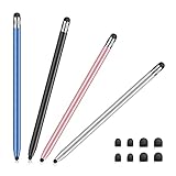 Mixoo Touchscreen Stift 4 Stück Stylus Pen, 2-in-1 Eingabestift Universal Gummi Touch Pen für alle Tablets/Smartphone, kompatibel mit Samsung/iPad/Android/IOS(Schwarz+Silber+Roségold+Blau)