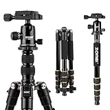 ZOMEI Q666 Kamera Stativ, 155cm Aluminium-Leichtbau Reisestativ, 3-in-1 Fotostativ Makrostativ und Einbeinstativ, mit 360° Panorama Kugelkopf und 1/4' Schnellwechselplatte für DSLR Kamera C