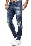 MERISH Jeans Herren Destroyed Hose Jeanshose Männer Slim Fit Stretch Denim 2081-1001 (34-30, 1507 Blau)