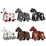 Wedhapy Pferdespielzeug für Kinder ab 6 Jahren 6 Stück 4,6 cm mittelalterliches Kriegspferd Bausteine Rom Ritter Mini Pferde aus Kunststoff für Jung