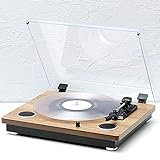VejiA Vinyl-Plattenspieler, riemengetriebener Vintage-Phono-Plattenspieler mit 3 Geschwindigkeiten, Plattenspieler mit integriertem Phono-Verstärker und Lautsp