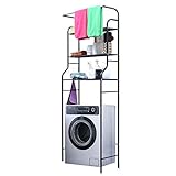 DRYIC Bodenstehendes Waschmaschinen-Aufbewahrungsregal, 3-stöckiges Waschmaschinen-Aufbewahrungsregal, Badezimmer-Aufbewahrungsregal, geeignet für Waschküche (Schwarz)