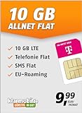 klarmobil Allnet Flat 10GB - Handyvertrag im Telekom Netz mit Internet Flat, Flat Telefonie und SMS und EU-Roaming – In alle Deutschen Netze – 24 Monate Vertrag