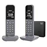 Gigaset CL390A Duo - 2 Schnurlose Design DECT-Telefone mit Anrufbeantworter - Akustik-Profilen und Freisprechfunktion - großeem Grafik Display, Schutz vor unerwünschen Anrufen, satellite grey