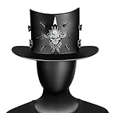 Sorrowso Gothic Knight Zylinder Hut Steampunk Hut Punk Magier Hut mit Totenkopf Erwachsene Unisex Kostüm Kappe Halloween Zubehör Kostüm Hut für Erwachsene Damen H
