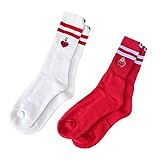 ASTRA Sportsocken, kultige Freizeitsocken für Männer und Frauen, lange Tennissocken mit gesticktem Herzanker-Logo, 2er Pack Socken in Rot & Weiß, Unisex, Gr. 43-46