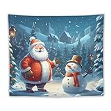 DELIBEST Snow Tapestry, Christmas Decoration Wall Hanging Tapestries, Snowman Aesthetic Tapestries Wall Decorations for Bedroom Living Room Dorm 50'x60'