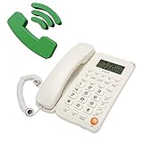 Schnurgebundenes Telefon mit Anrufer ID, Hochauflösendem Display, Rutschfestigkeit, Energieeinsparung, Splitter Schnittstelle für ältere Menschen zu Hause (White)
