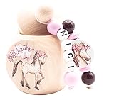 Milchzahndose mit Namen Mädchen Pony Pferd Einhorn rosa Zahnfee Holz Zahndose Milchzähne Geschenk Geburtstag Einschulung