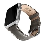 Archer Watch Straps - Uhrenarmbänder aus Hochwertigem Genarbtem Leder für Apple Watch (Zinngrau/Naturweißes Garn, Silber, 38/40/41mm)
