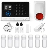 HUXGO HXA003 Funk Alarmanlage WiFi + GSM 4G LTE Modul mit 5 Bewegungssensoren und Funksirene - Bewegungsmelder mit Alarm, SMS-Benachrichtigungen, Steuerung vom T