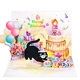 FITMITE Geburtstagskarten, Niedliche Katzenmusik & Lichter & auspustbare Kerze, Lustige Pop up Geburtstagskarte, Geburtstagsgeschenke für Frauen, Männer, Katzenliebhaber, Mama oder Pap