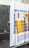 Duschvorhang Badewannen-Vorhang; Wasserdichter, Waschbarer Anti-Schimmel Badvorhang aus 100% Polyester für Badewanne & Duschwanne; Periodensystem der Elemente für Breaking Bad Fans (Periodensystem)