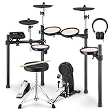 E-Drum-Kit für Erwachsene, Donner DED-100 E-Drum-Set Anfänger in voller Größe mit 425 Sounds, Twin-Pedal-Kompatibilität, Kopfhörer/Stick/Drum-Thron inklusive und 40 Melodik-Lek