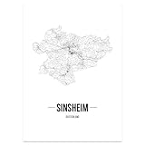 JUNIWORDS Stadtposter - Wähle Deine Stadt - Sinsheim - 30 x 40 cm Poster - Schrift B - Weiß
