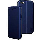 BYONDCASE iPhone SE 2016 Hülle Blau, iPhone 5s Hülle, iPhone 5 Handyhülle [Deluxe Leder Flip-Case Klapphülle] Fullbody 360 Grad Rundumschutz kompatibel mit dem iPhone 5s / 5 / SE2016