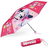 BONNYCO Regenschirm Kinder Minnie Mouse Regenschirm Sturmfest mit Verstärkter Struktur - Klappschirm mit für Tasche, Rucksack oder Reise | Regenschirm Klein Mädchen - Geschenke für M