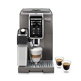 De'Longhi Kaffeevollautomat Dinamica Plus ECAM 376.95.T One Touch Milchaufschäumsystem Coffee Link App Kegelmahlwerk 3,5 Zoll Farbdisplay Herausnehmbarer 1,8 l Wassertank T