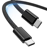 USB C auf USB C Kabel 3M 60W PD 3.0 Schnellladekabel USB C Kabel Ladekabel USB C zu USB C Nylon-Geflecht Ladekabel für iPhone 15 Pro Max Plus, Samsung Galaxy S23, iPad,Huawei W