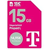 Telekom MagentaMobil Prepaid L mit 15 GB Highspeed-Volumen | 5G/LTE Max & Allnet Flat in alle dt. Netze | unverbrauchtes Datenvolumen weiter nutzen | EU Roaming & Hotspot Flat | 15 EUR Startguthab